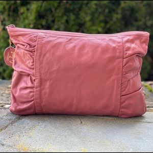 Vintage Mauve Leather Cinched Clutch